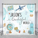 Aperturee - Aperturee Plane Hot Air Balloon Onderful World Custom Backdrop